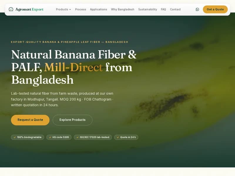 Agronest Export — Banana Fiber & PALF Manufacturer, Bangladesh